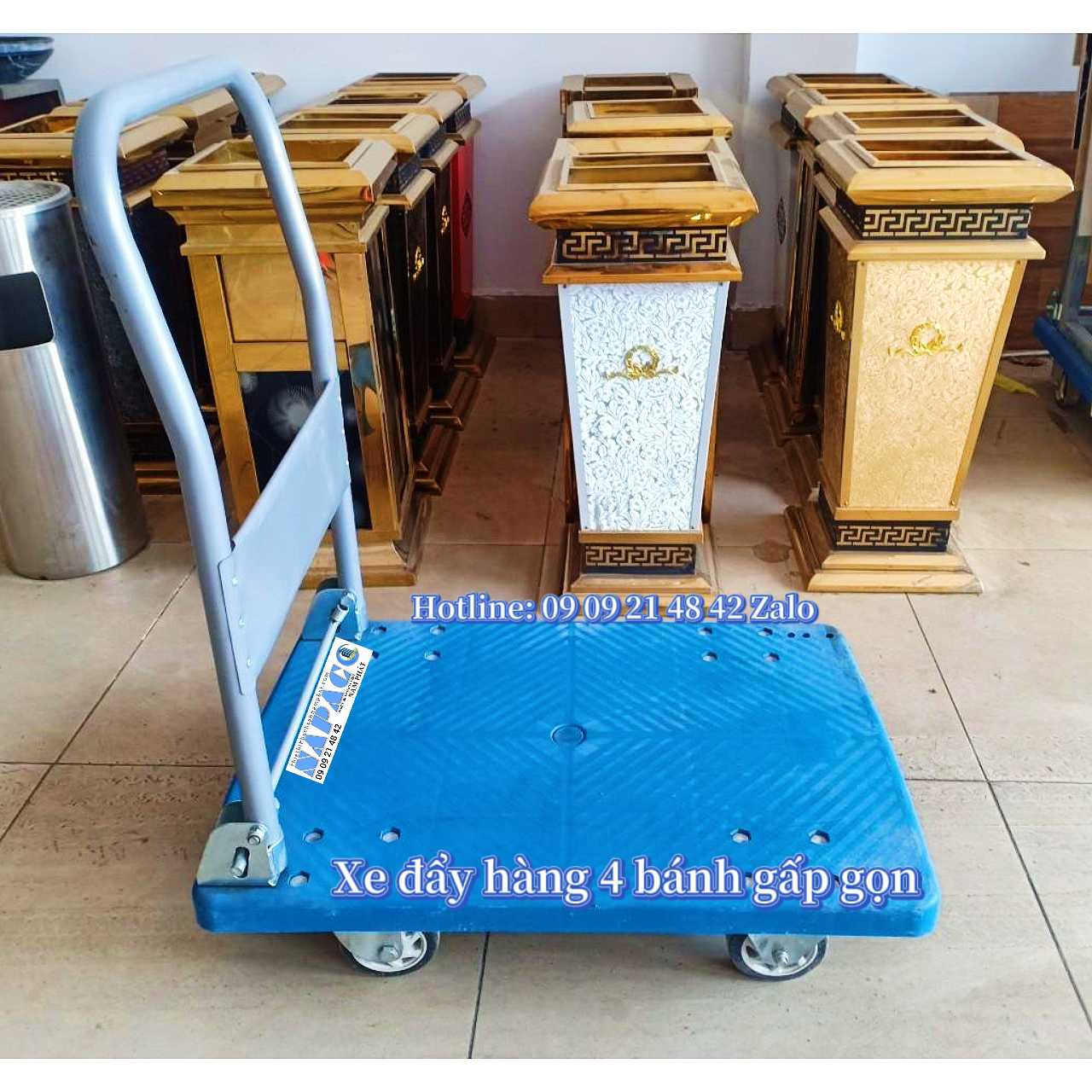 Xe đẩy hàng gấp gọn 4 bánh 300kg 5 Ưu điểm của Xe đẩy hàng 4 bánh gấp gọn 300kg