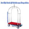 Xe đẩy hành lý khách sạn lồng chim inox trắng