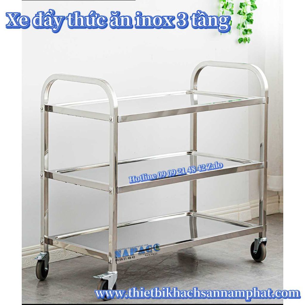 Xe đẩy inox 3 tầng - xe đẩy thức ăn 2 z2445026419561 46ce701adef007aac8071c0b263f15c3napaco