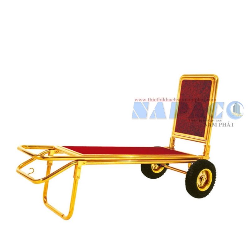 Xe đẩy hành lý chữ L NP-013 được làm từ chất liệu inox mạ vàng