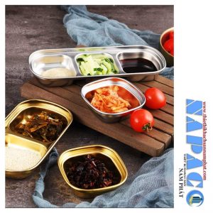 chén chấm 2 ngăn inox 304
