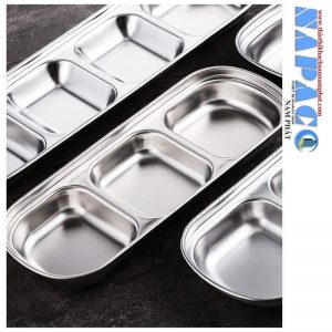 chén chấm HQ 3 ngăn inox 304 TWD30403