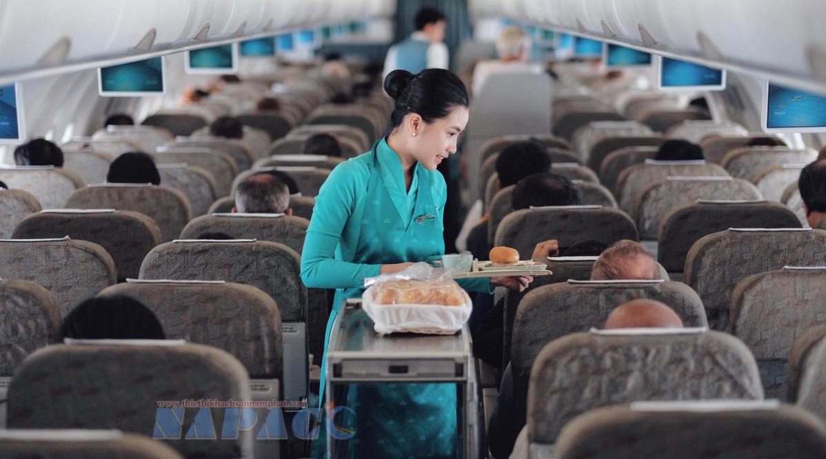 Xe đẩy inox phục vụ thức ăn trên máy bay 
