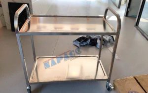 Mẫu xe đẩy thức ăn inox 2 tầng nhà hàng khách sạn cao cấp