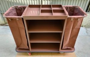 Xe dọn phòng 2 túi đa năng cho khách sạn nhà hàng