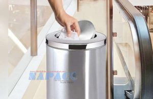 thùng rác nắp lật inox giá rẻ cho khách sạn, nhà hàng