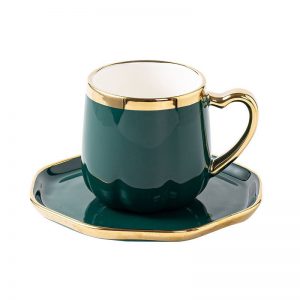 Bộ ly dĩa sứ tặng kèm thìa cao cấp 2134