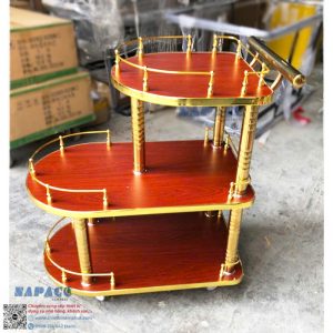 Xe Đẩy Rượu Inox 3 Tầng Gỗ HTFW-42