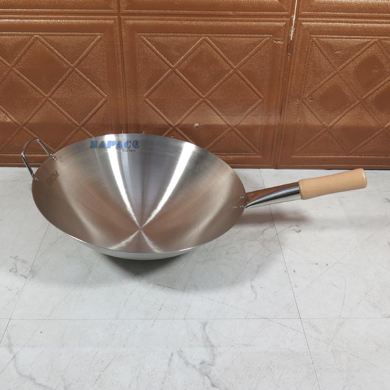 Chảo Inox 1 Tay Cầm Cán Gỗ