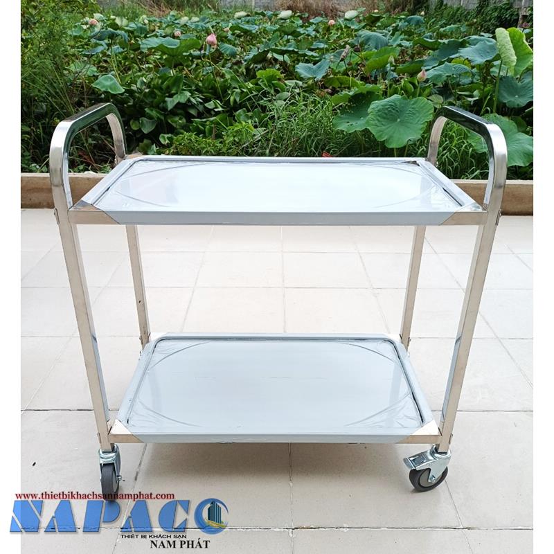 xe đẩy thức ăn inox 2 tầng
