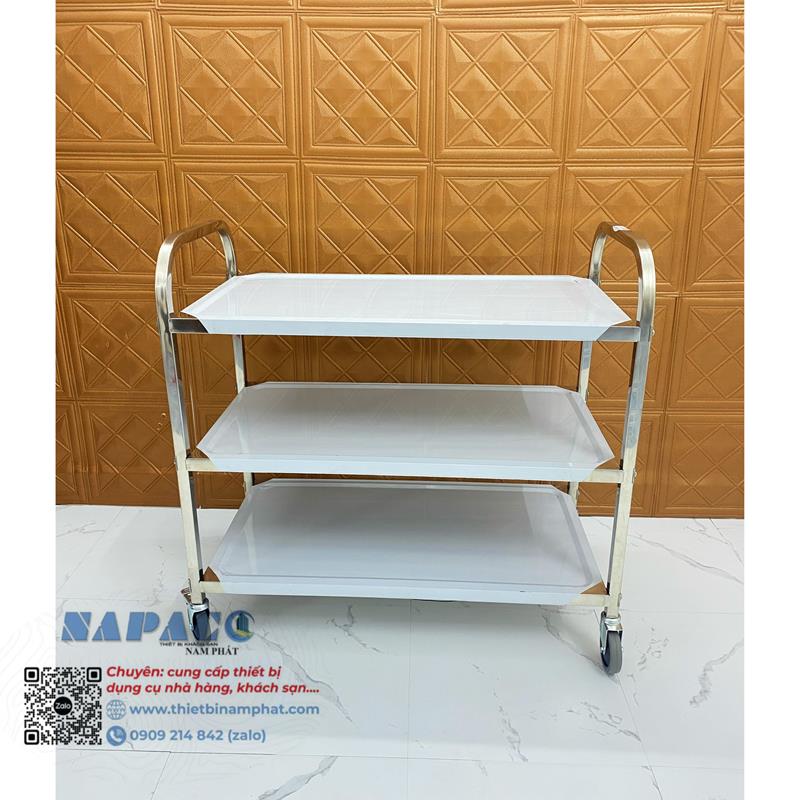 xe đẩy thức ăn inox 3 tầng