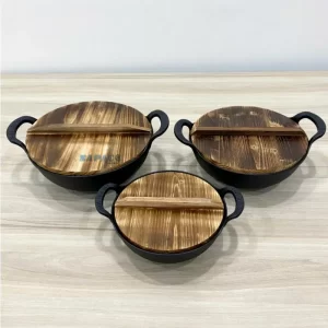 Nồi Gang 2 Quai Nắp Gỗ 27YBG