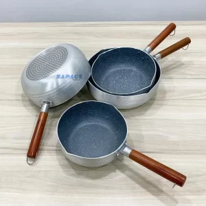 Quánh Nhôm Chống Dính Cán Gỗ 2 Đáy 24cm