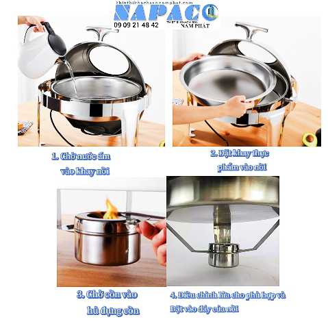 hướng dẫn sử dụng cồn của nồi hâm buffet