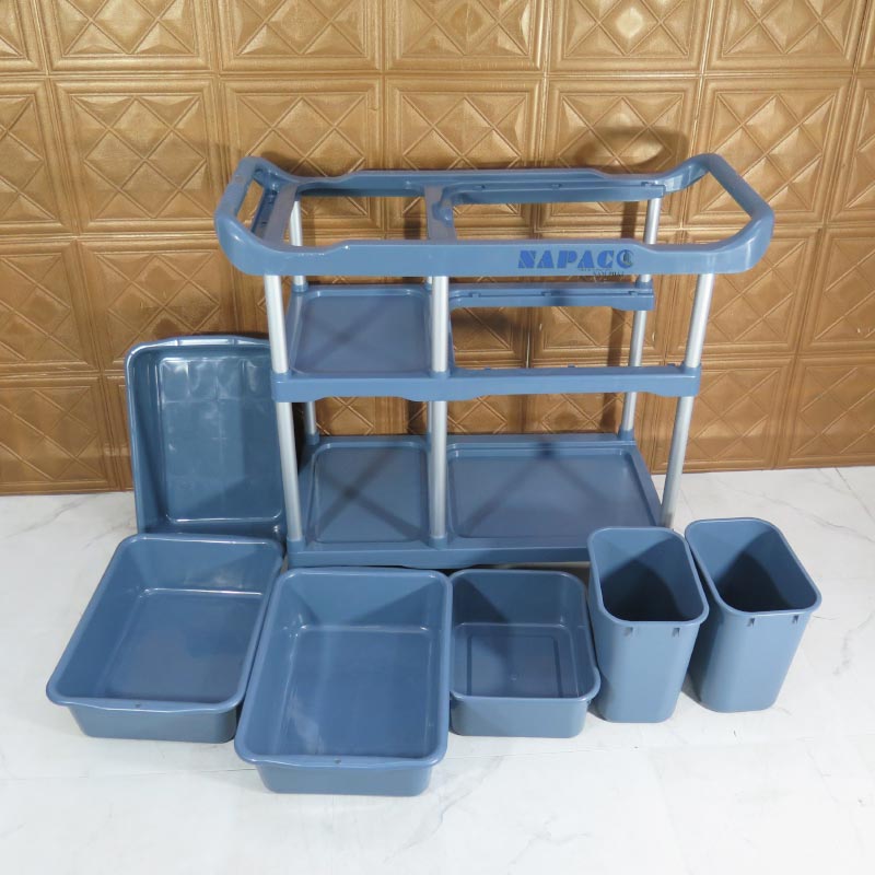 Xe Đẩy Thu Gom Bát Đĩa 3 Tầng