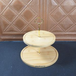 khay gỗ đựng hoa quả 2 tầng