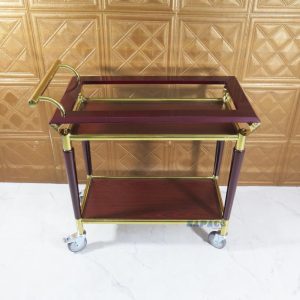 Xe Đẩy Rượu Bằng Gỗ Inox Mạ Vàng
