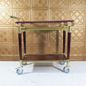 Xe Đẩy Rượu Bằng Gỗ Inox Mạ Vàng