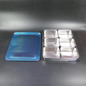 khay chia ô inox có nắp